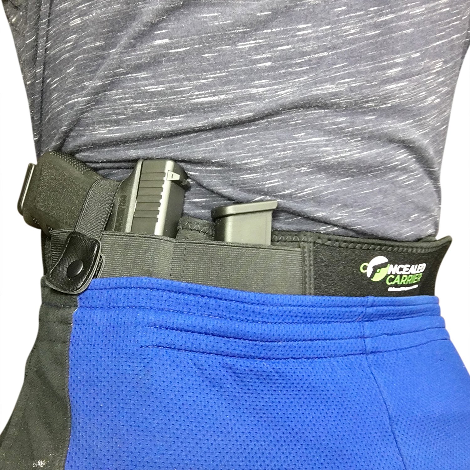 Man carrying a belly band holster