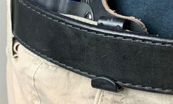 J clip on a holster on belt