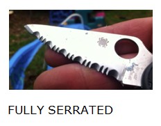 example of fully serrated edge pocket knife blade
