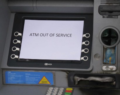atm out of services cash coins vs credit card