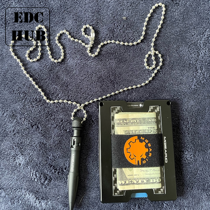 EDC wallet with a ball chain necklace