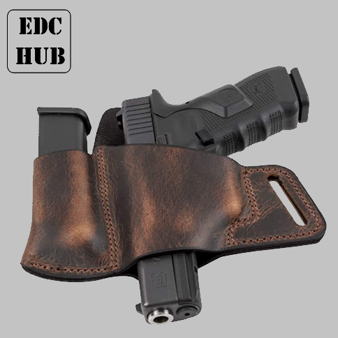 Leather OWB holster with mag carrier