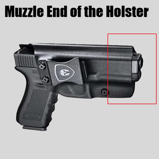 Open muzzle end of the holster